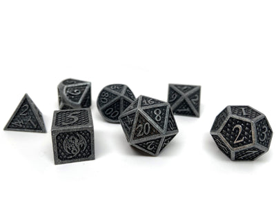 bordered silver dragon scale dice set