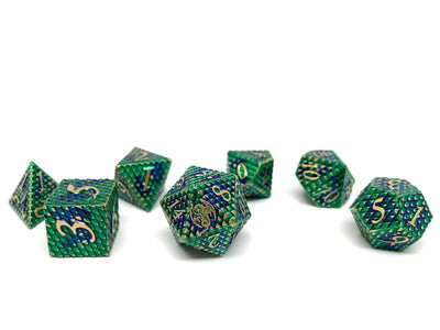 Dragon Scale Metal Dice - Forest Dragon Scales