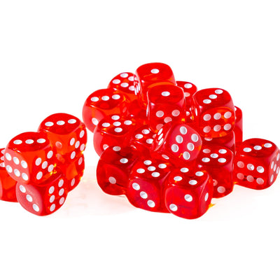 12mm D6 - Red Translucent - 25 Count Bag
