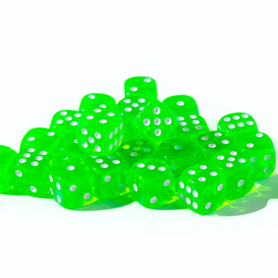 12mm D6 - Green Translucent - 25 Count Bag