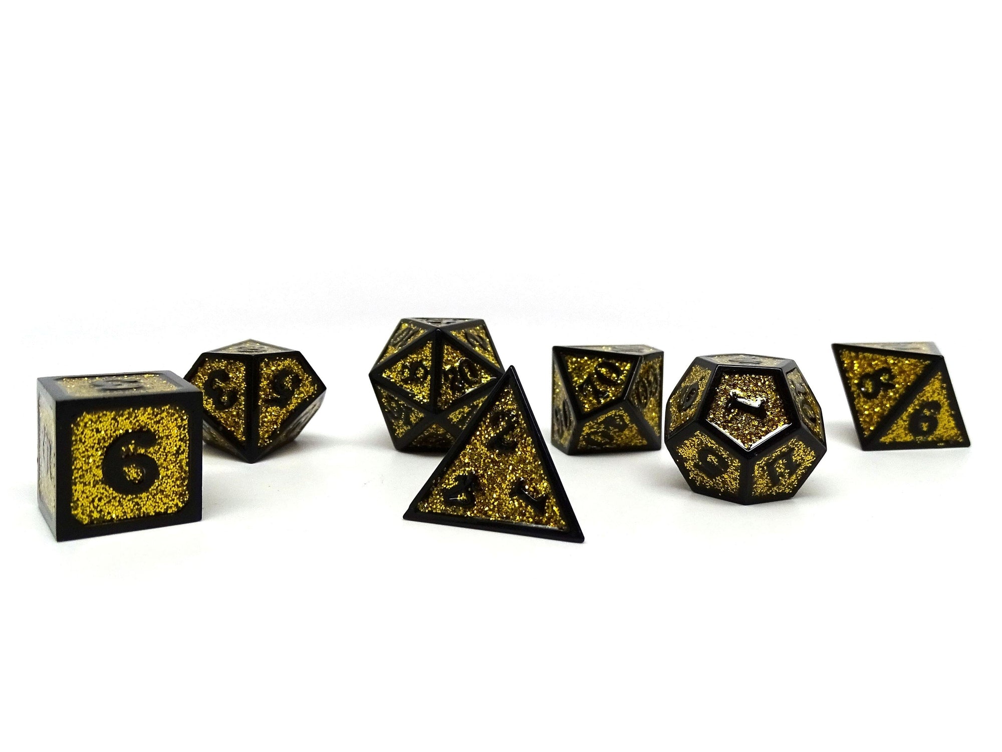 Heroic Dice of Metallic Luster - Yellow with Black Font