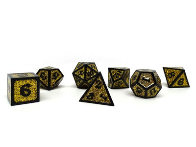 Heroic Dice of Metallic Luster - Yellow with Black Font