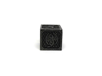 Dragon Scale Metal Dice - Bordered Silver Dragon Scales