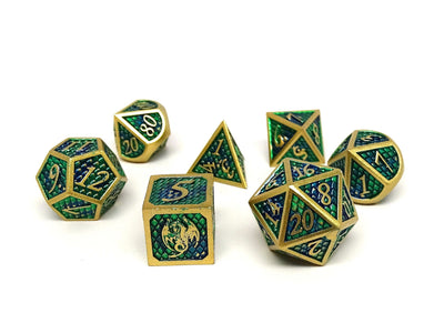 Dragon Scale Metal Dice - Acid Dragon Scales