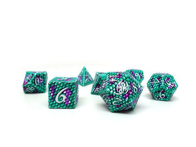 Dragon Scale Metal Dice - Poison Scales