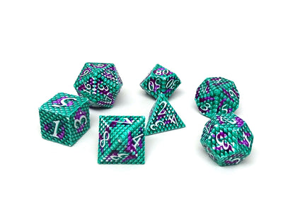 Dragon Scale Metal Dice - Poison Scales