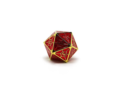 Metal Webs Red and Gold - 7 Piece Metal Dice Set