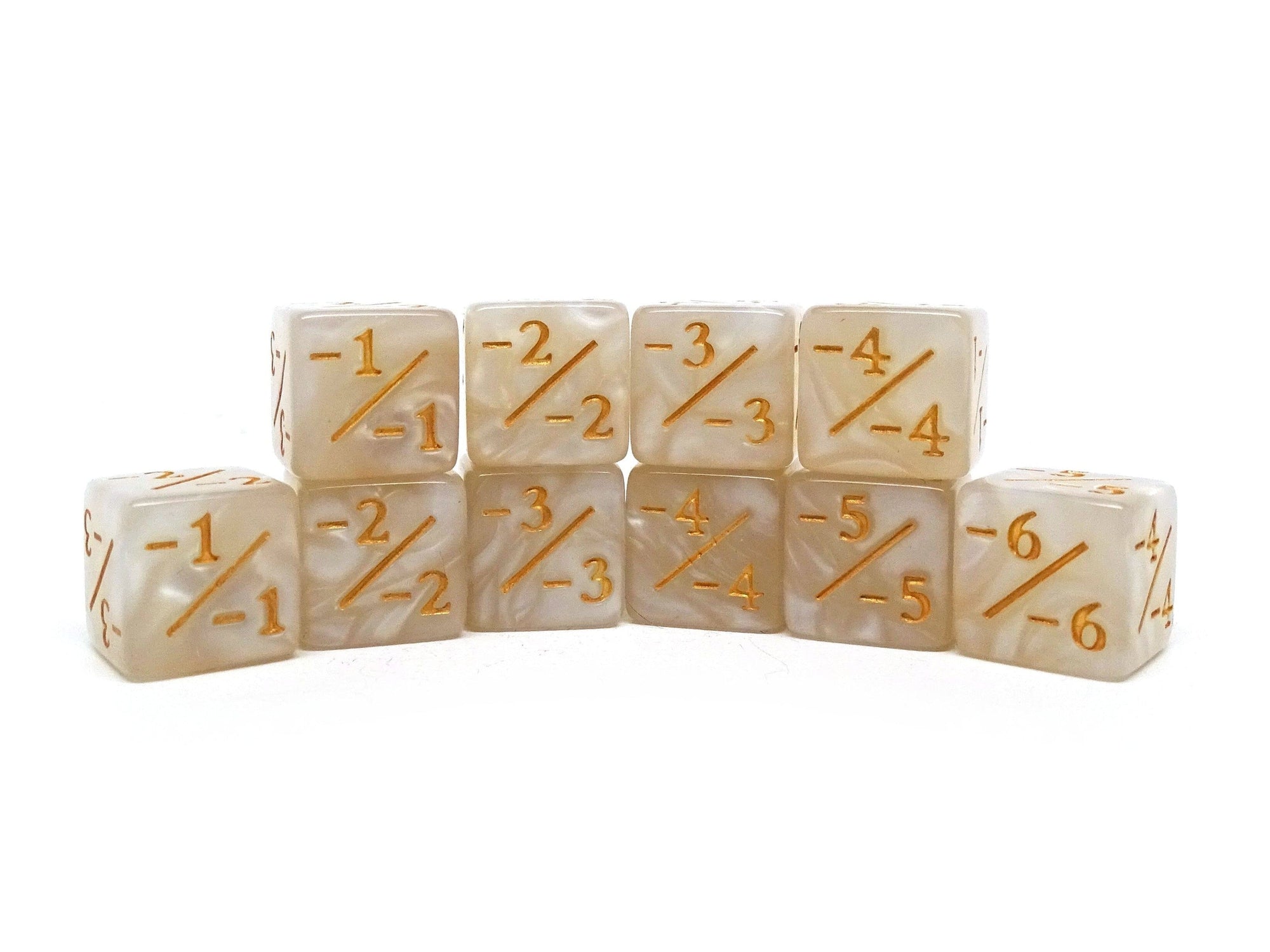 10 Piece Counter Dice D6 - Ivory - Minus