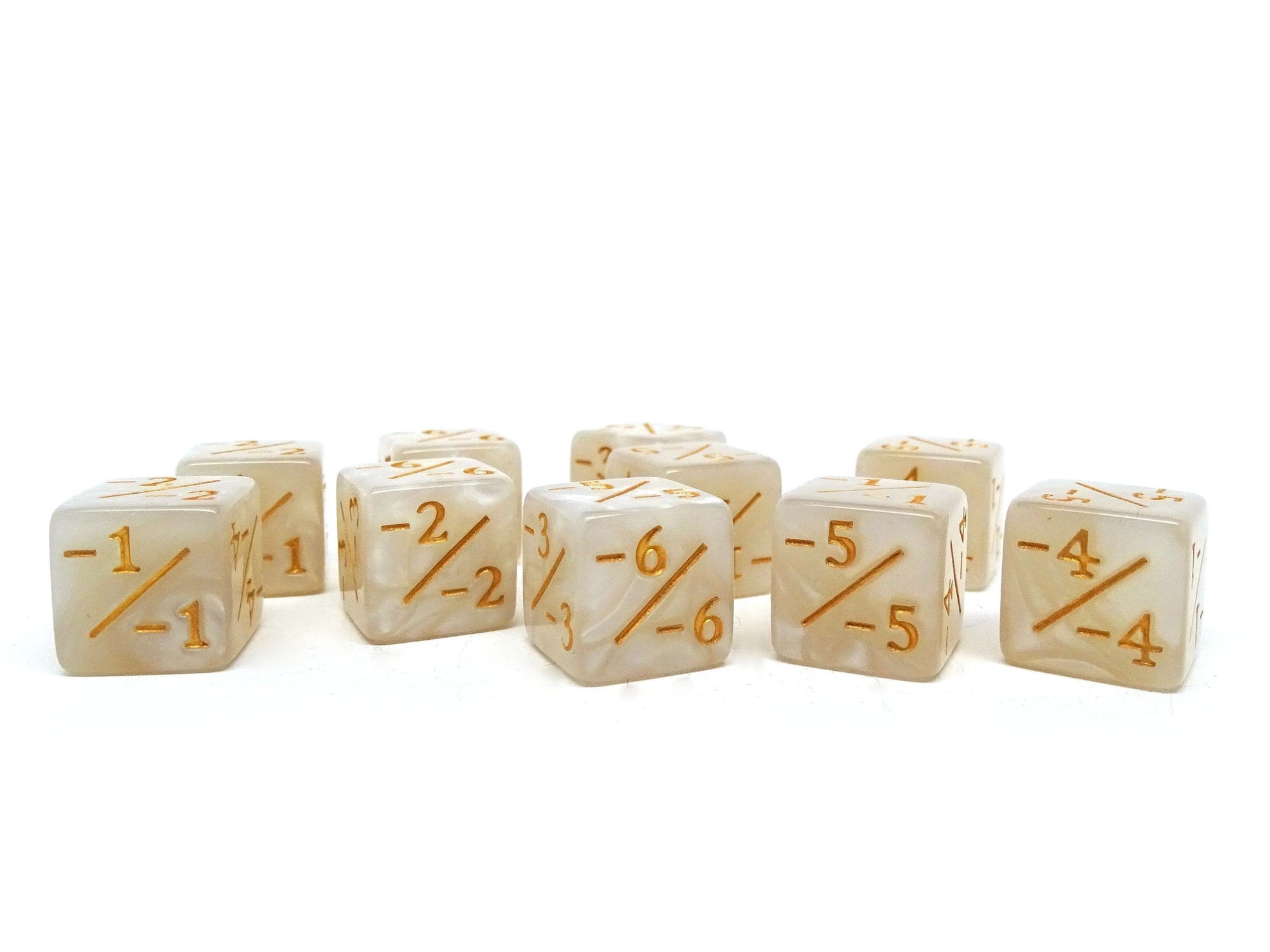 10 Piece Counter Dice D6 - Ivory - Minus