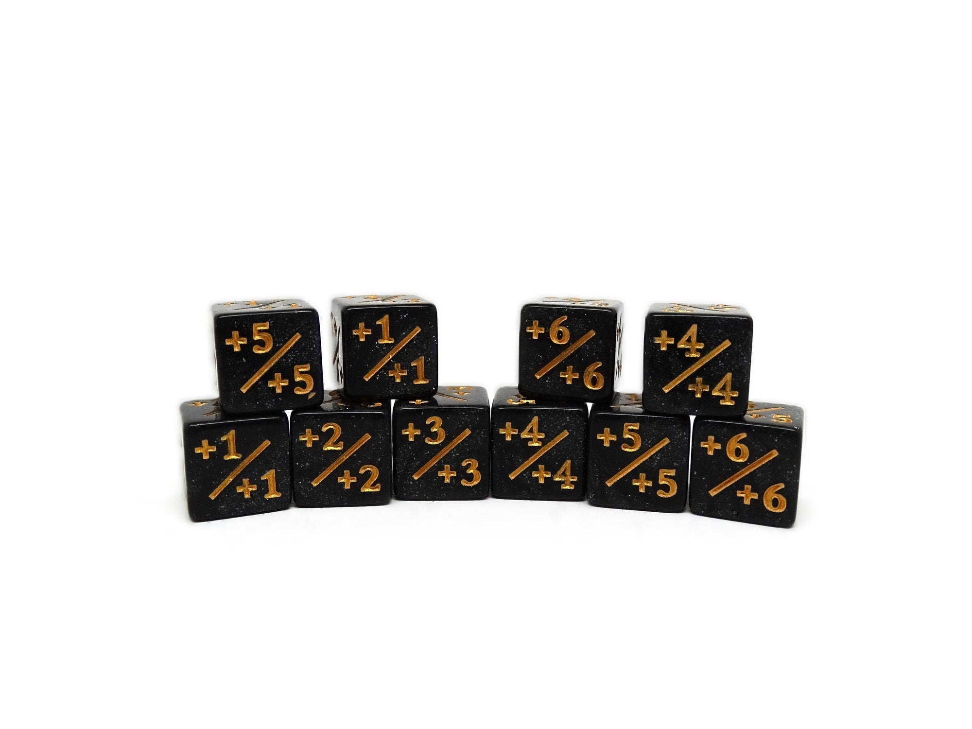 10 Piece Mini 12mm Counter Dice D6 - Gilded Obsidian - Plus