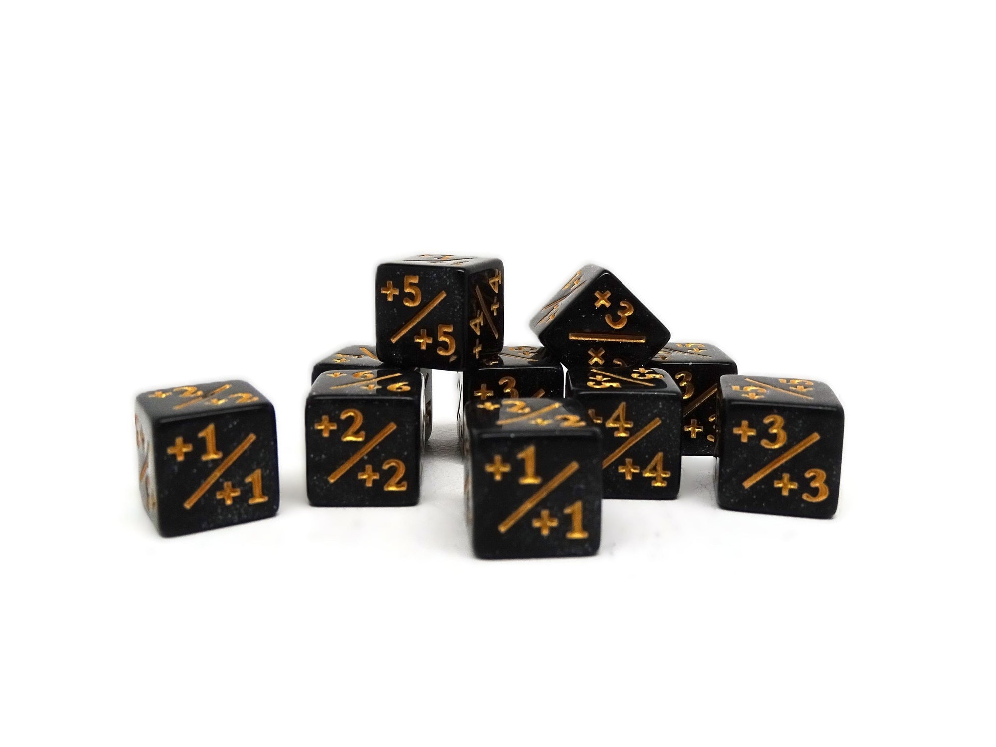 10 Piece Mini 12mm Counter Dice D6 - Gilded Obsidian - Plus
