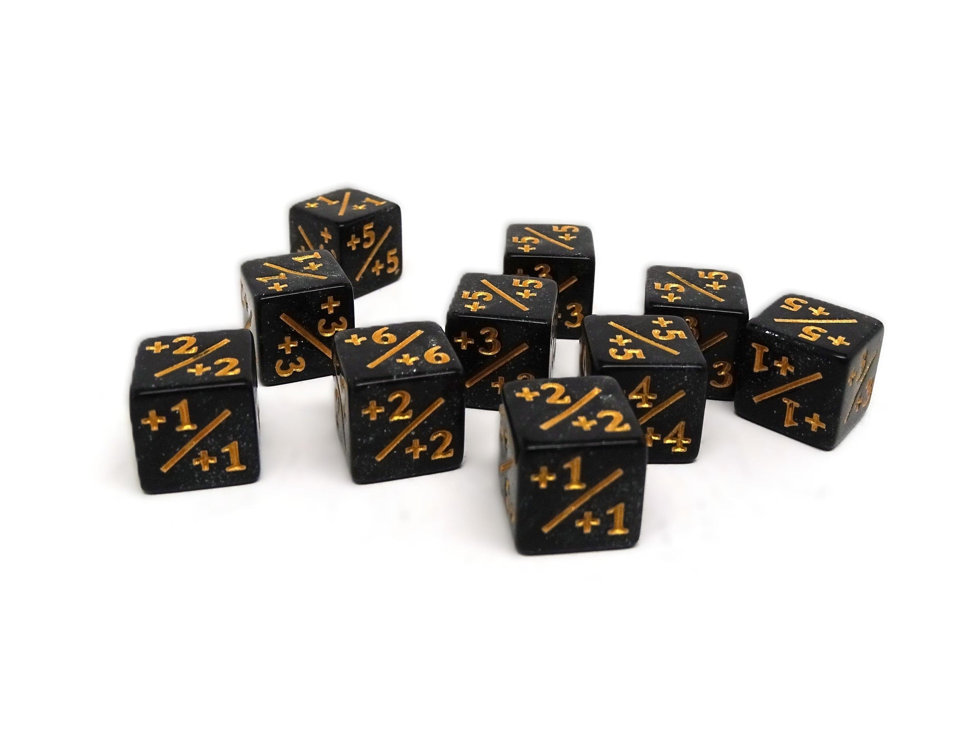 10 Piece Mini 12mm Counter Dice D6 - Gilded Obsidian - Plus