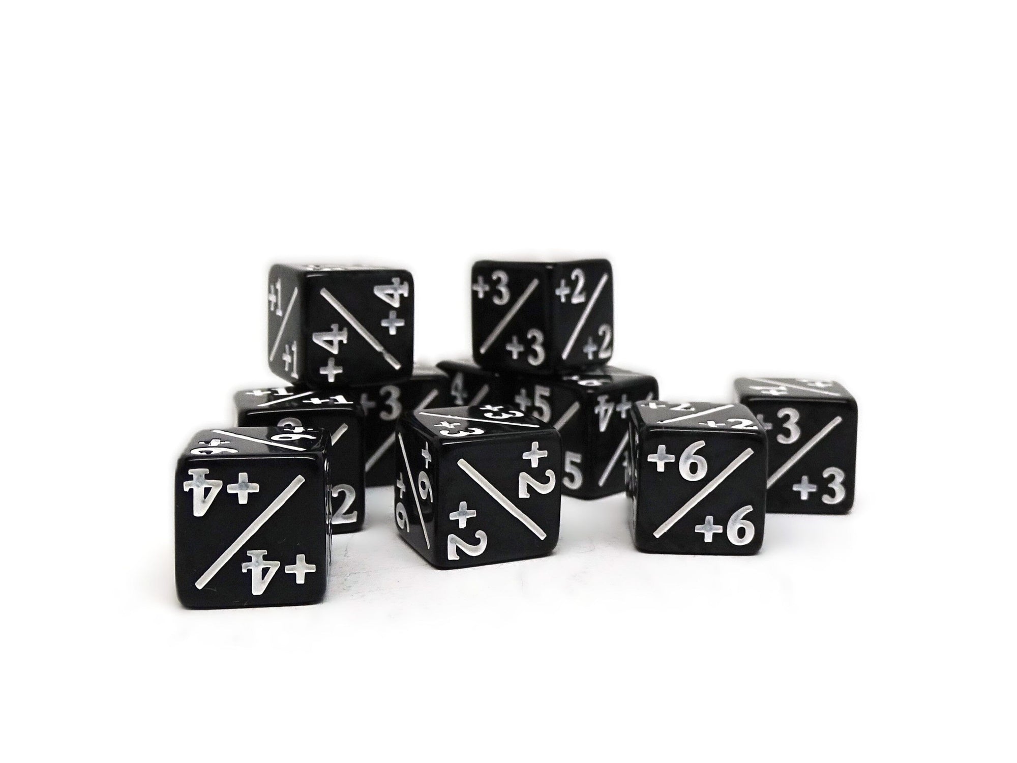 10 Piece Mini 12mm Counter Dice D6 - Black - Plus