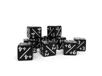 10 Piece Mini 12mm Counter Dice D6 - Black - Plus