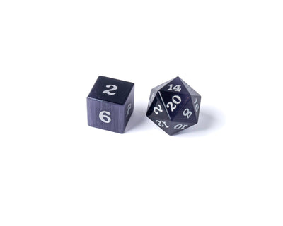 Purple Cat's Eye Dice Set With Signature Font