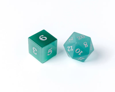 Mint Cat's Eye Dice Set With Signature Font