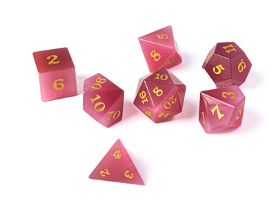 Rose Cat's Eye Dice Set With Signature Font