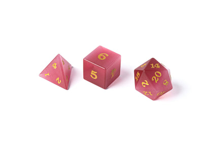 Rose Cat's Eye Dice Set With Signature Font