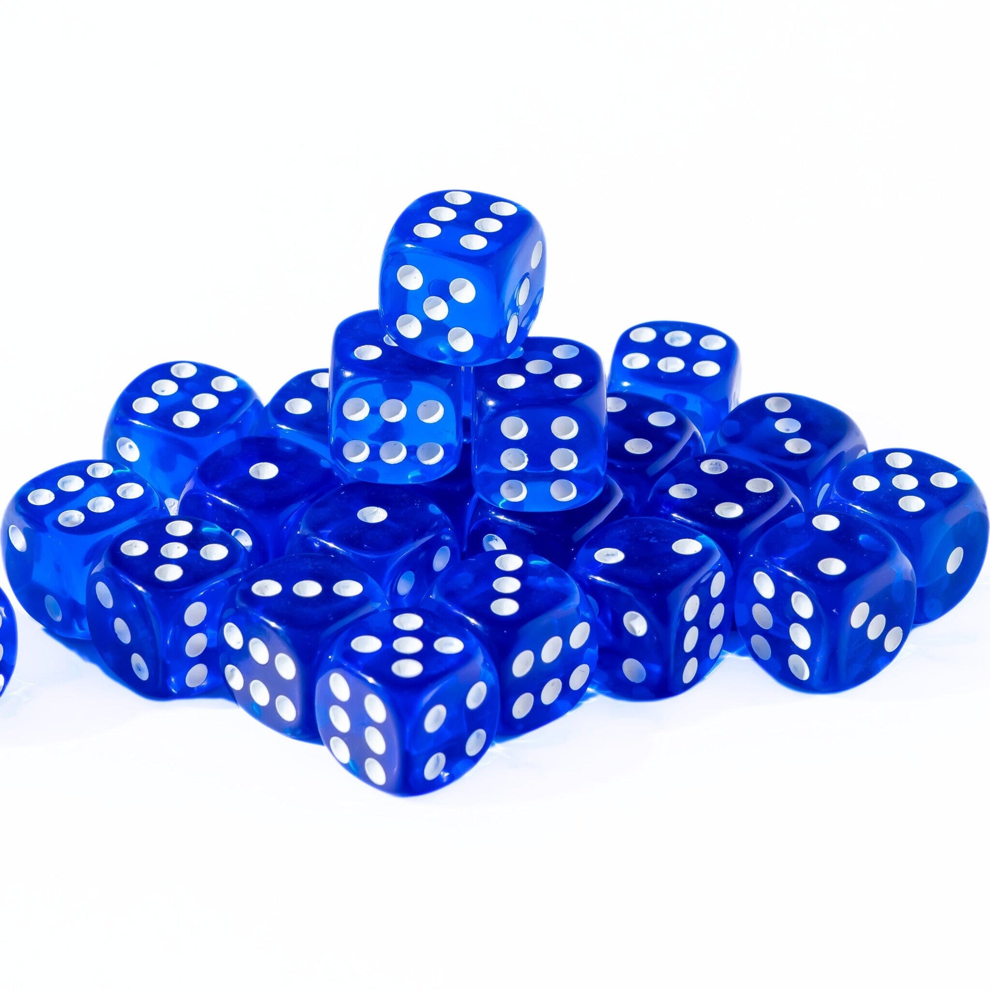 12mm D6 - Blue Translucent - 25 Count Bag