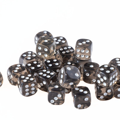 12mm D6 Dice - Dark Translucent - 25 Count Bag