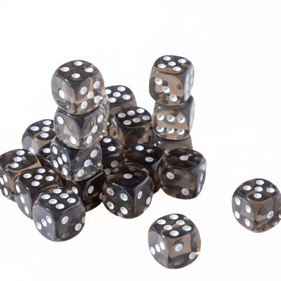 12mm D6 Dice - Dark Translucent - 25 Count Bag