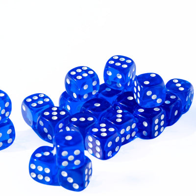 12mm D6 - Blue Translucent - 25 Count Bag
