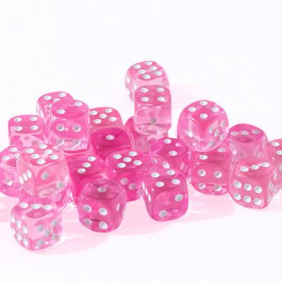 12mm D6 - Translucent Pink - 25 Count Bag