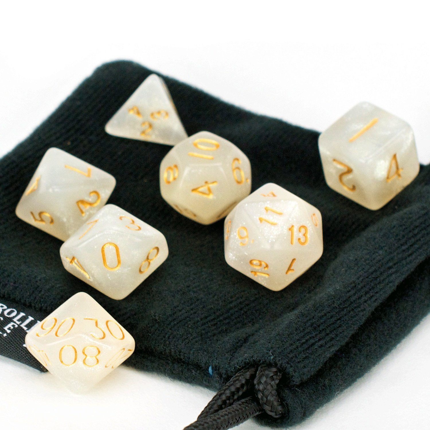 7 Piece Ivory Dice Set With Bag