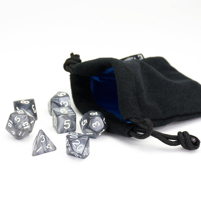 Black Smoke Dice | 7 Piece Set With Bag
