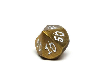 Metal Dice of Ancient Dragons - Ancient Gold with White Dragon Font