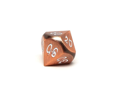 Metal Dice of Ancient Dragons - Ancient Copper with White Dragon Font