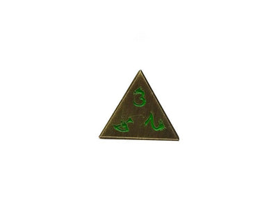 Metal Dice of Ancient Dragons - Ancient Bronze with Green Dragon Font