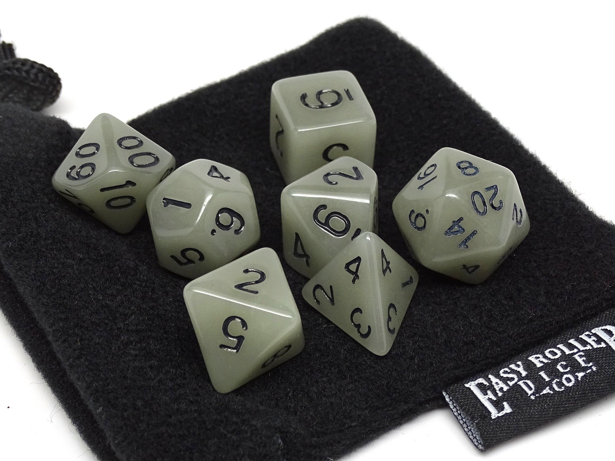 Grey Glow in the Dark - 7 Piece Dice Collection