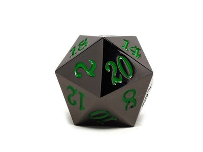 35mm Over Sized Gunmetal Green D20 Dice