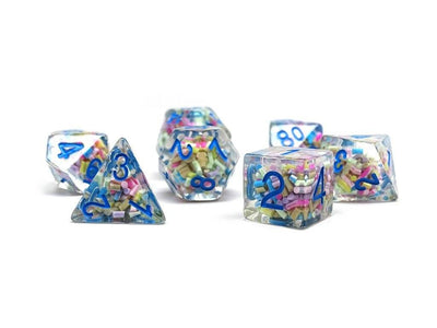 Sprinkle Dice Set With Blue Numbering - 7 Piece Set