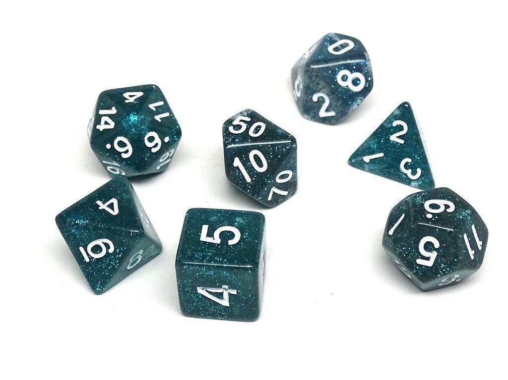 Teal Stardust Dice Collection - 7 Piece Set