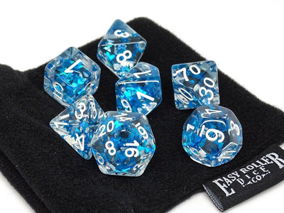 Transparent Blue Butterfly Dice - 7 Piece Collection