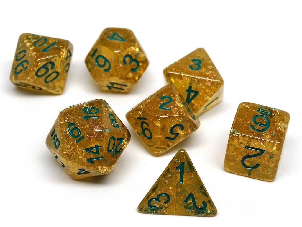 Golden Ocean Reef Dice Set - 7 Piece Collection