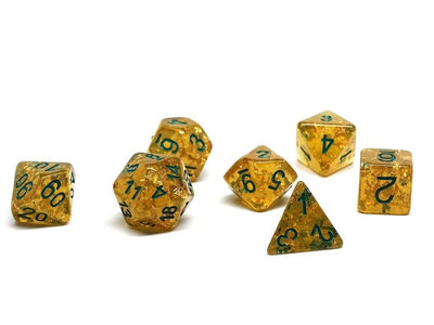 Golden Ocean Reef Dice Set - 7 Piece Collection