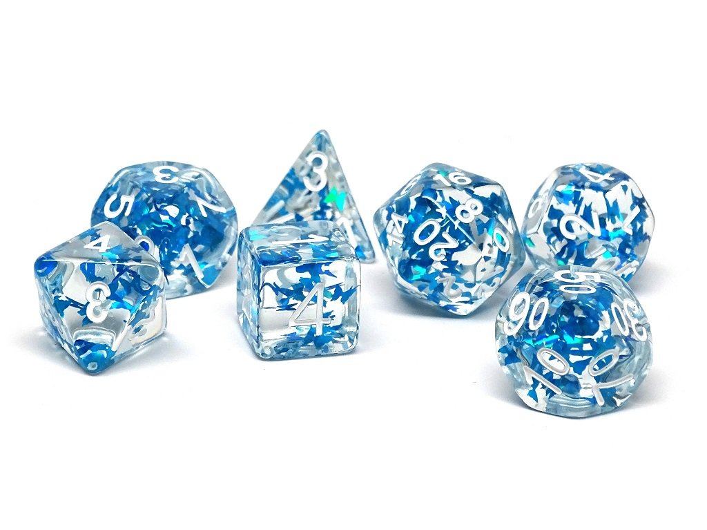 Transparent Blue Butterfly Dice - 7 Piece Collection
