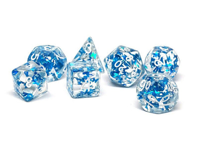 Transparent Blue Butterfly Dice - 7 Piece Collection