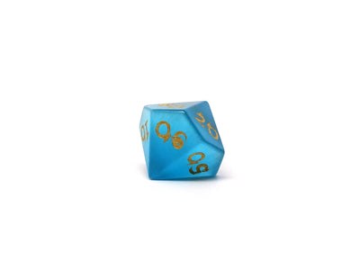 Blue Cat's Eye Dice Set With Dragon Font