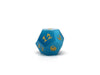 Blue Cat's Eye Dice Set With Dragon Font