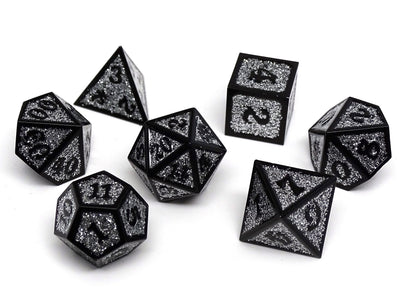 Heroic Dice of Metallic Luster - Silver with Black Font