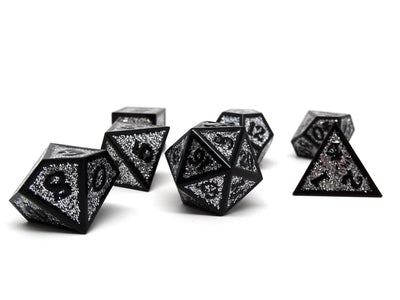 Heroic Dice of Metallic Luster - Silver with Black Font