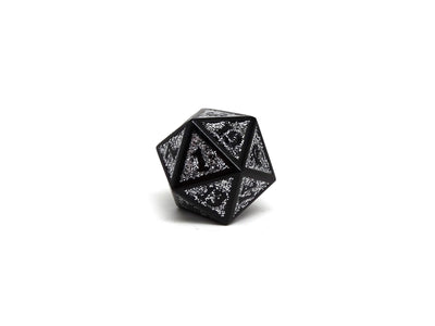 Heroic Dice of Metallic Luster - Single D20 Dice - Silver with Black Font