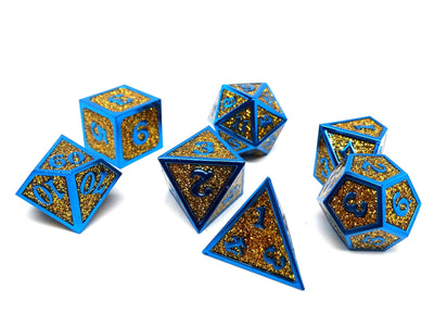 Heroic Dice of Metallic Luster - Gold with Blue Font