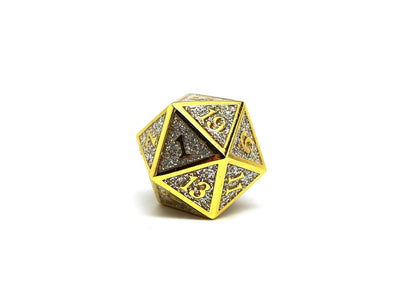 Heroic Dice of Metallic Luster - Single D20 Dice - Silver with Gold Font
