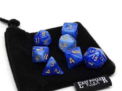 Royal Blue Stardust Dice Collection - 7 Piece Set