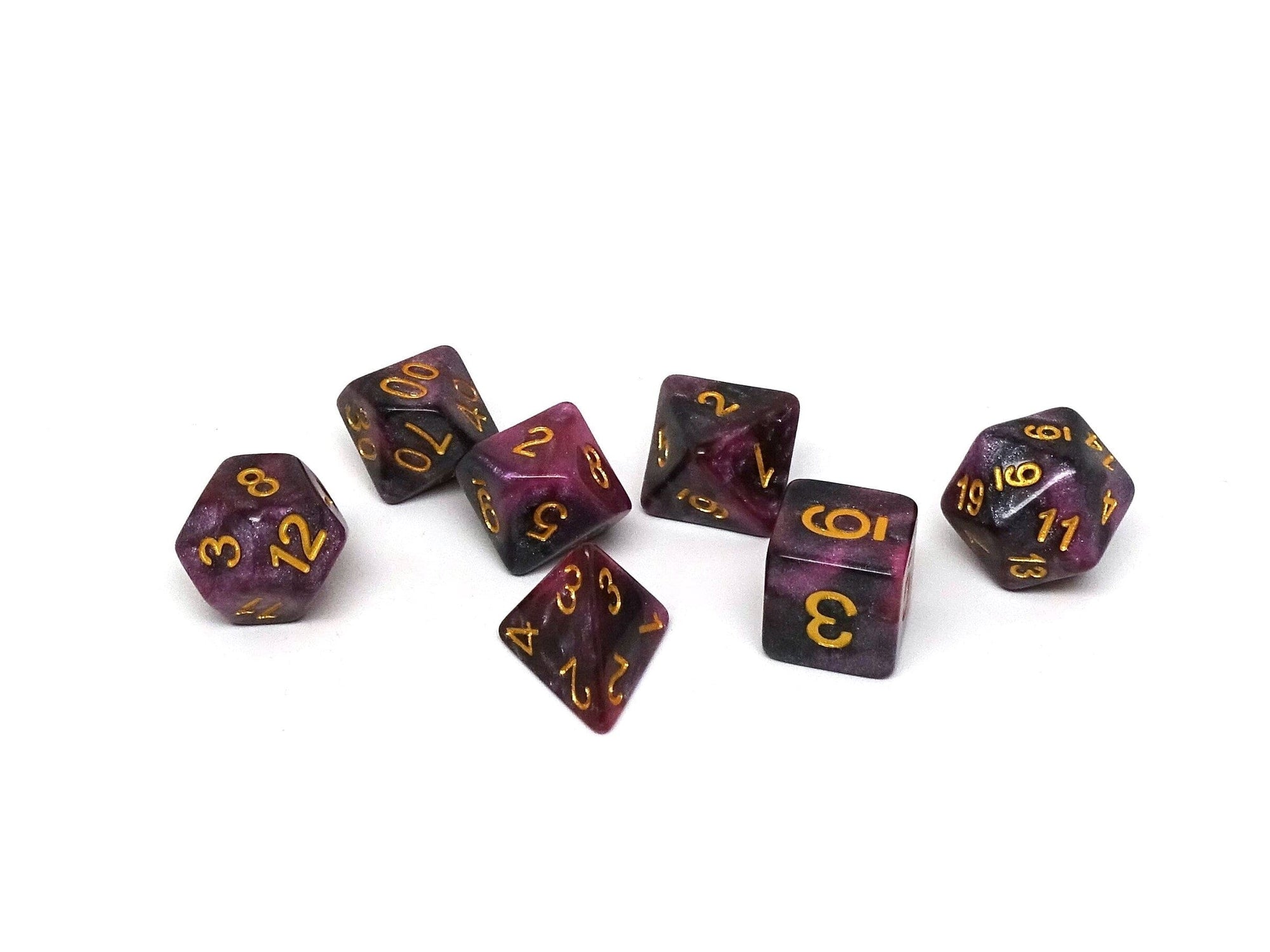 Purple and Black Stardust - 7 Piece Dice Collection